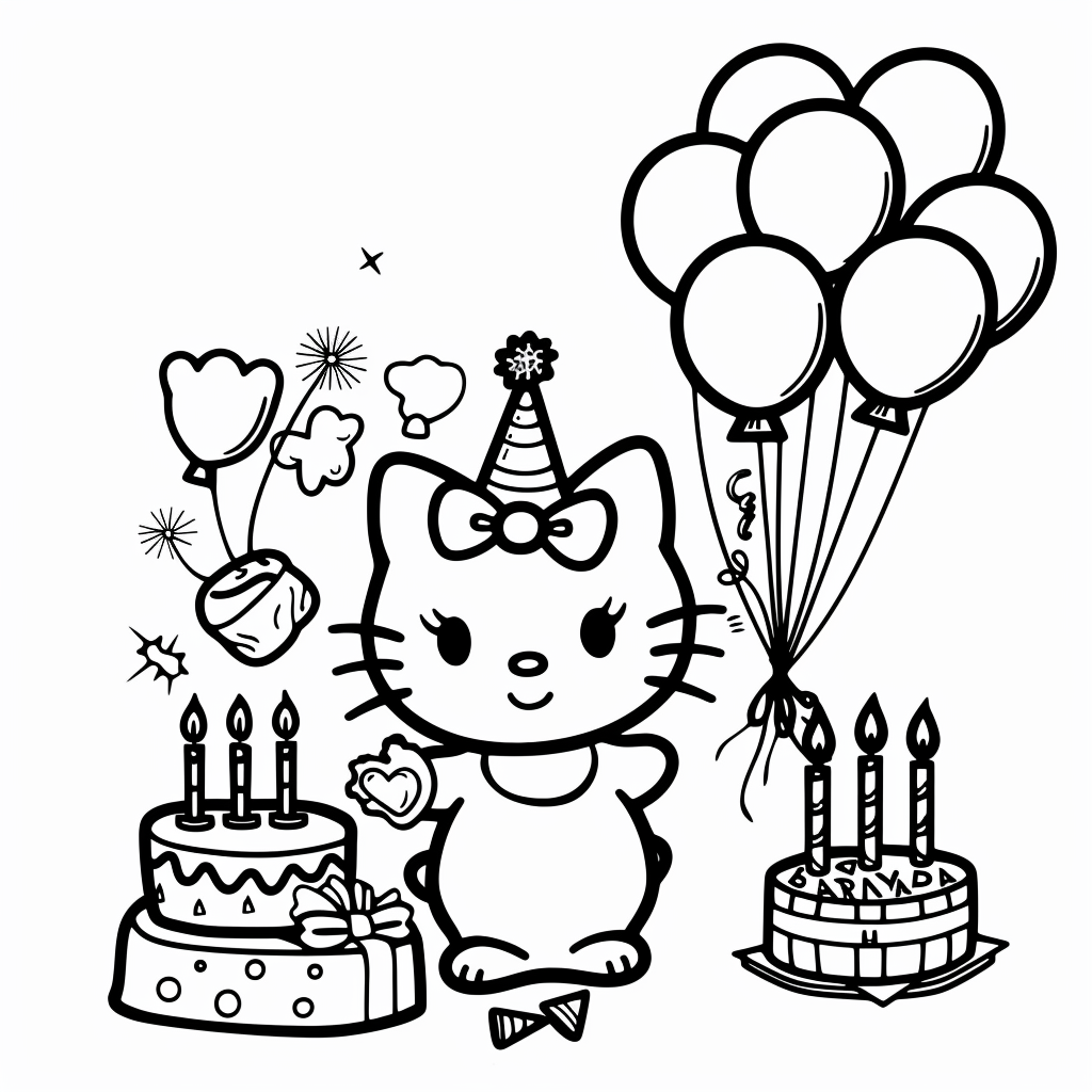 Hello Kitty at a Birthday Party