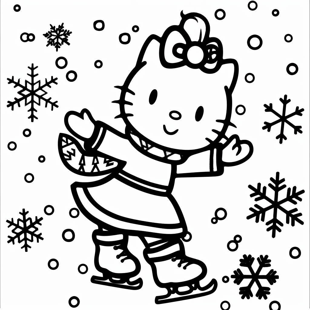 Hello Kitty ice skating gracefully