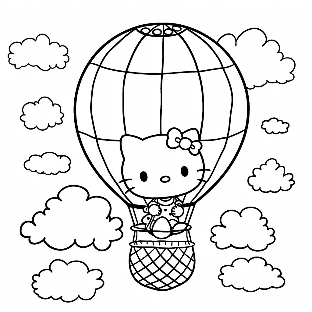Hello Kitty in a Hot Air Balloon
