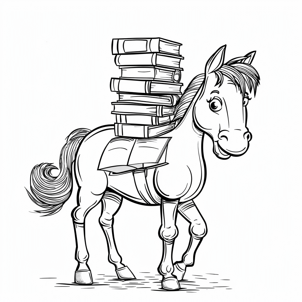 Horse Carrying Book Stack
