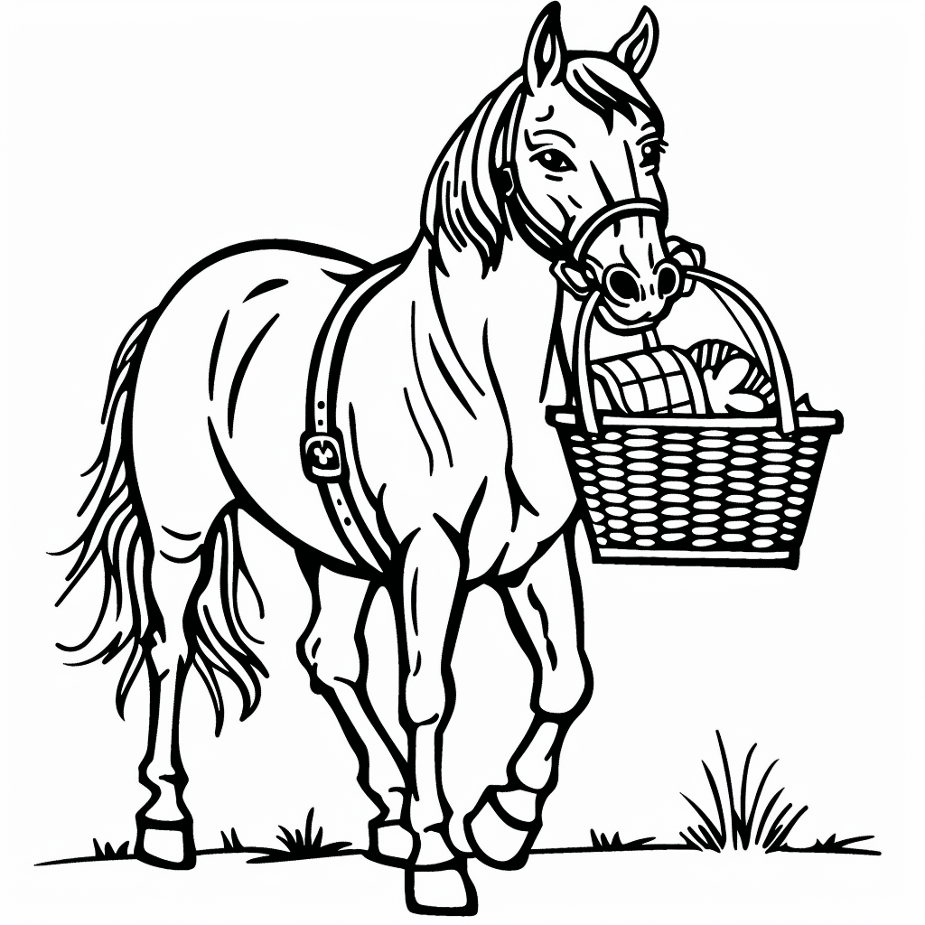 Horse Carrying Picnic Basket