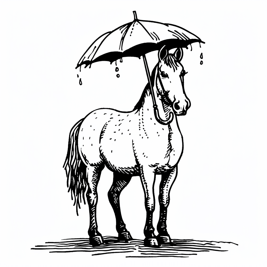 Horse Carrying Umbrella