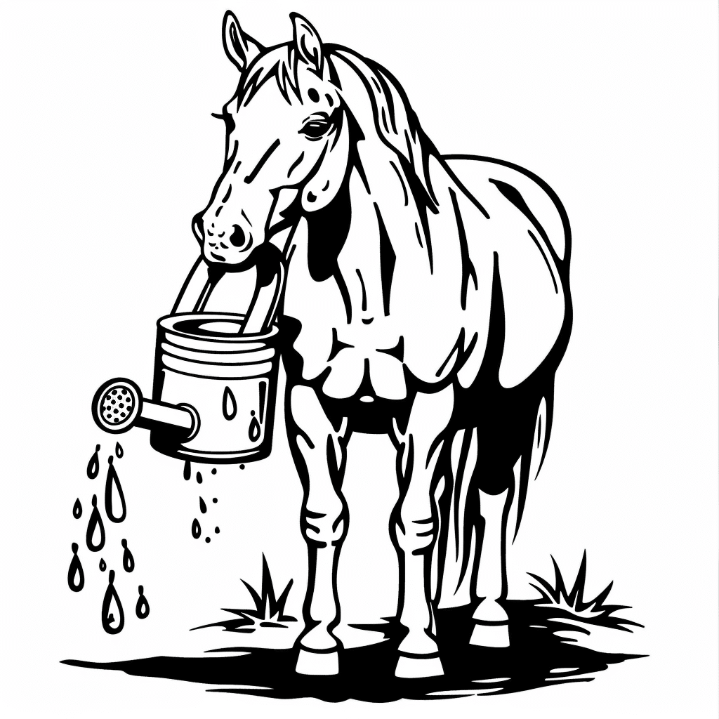 Horse Carrying Watering Can