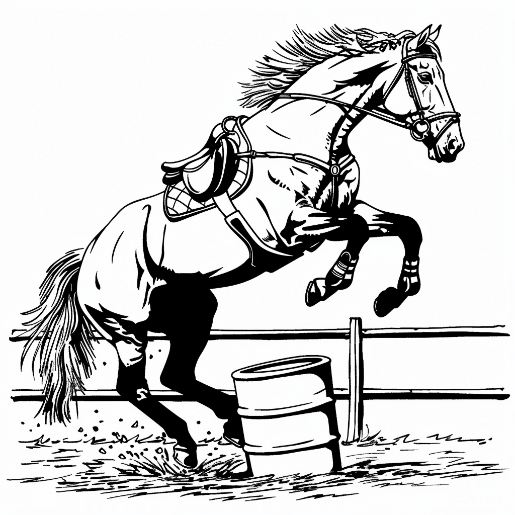 Horse Jumping Over Barrel