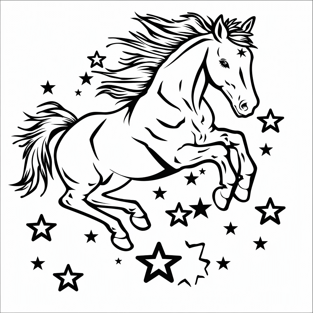 Horse Jumping Through Stars