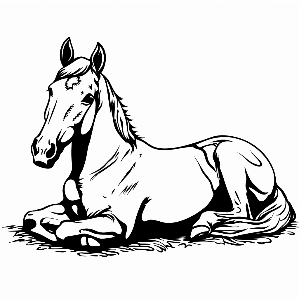Horse Lying Relaxed