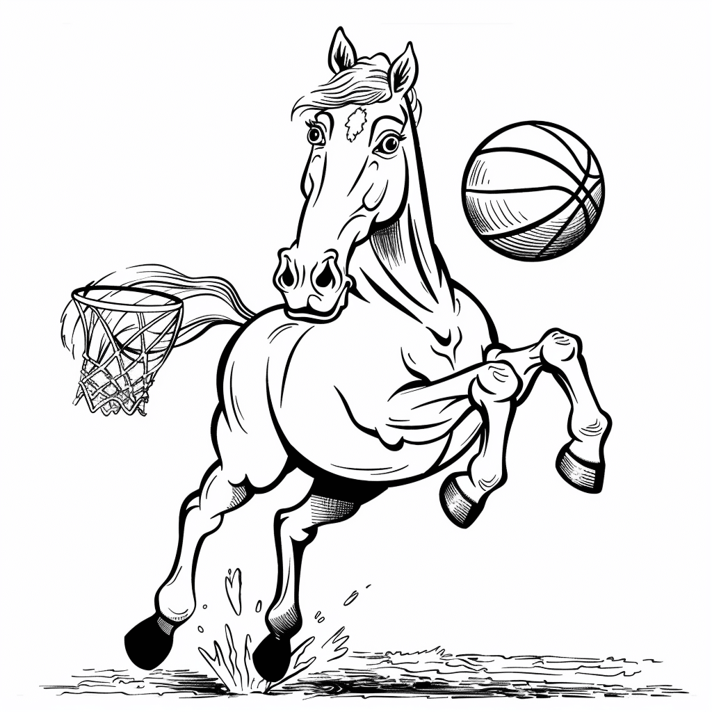 Horse Playing Basketball