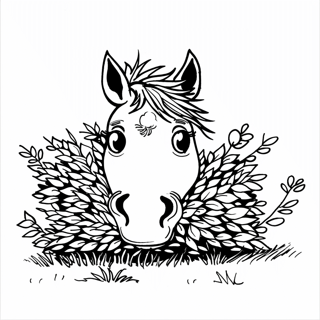 Horse Playing Hide in Bush