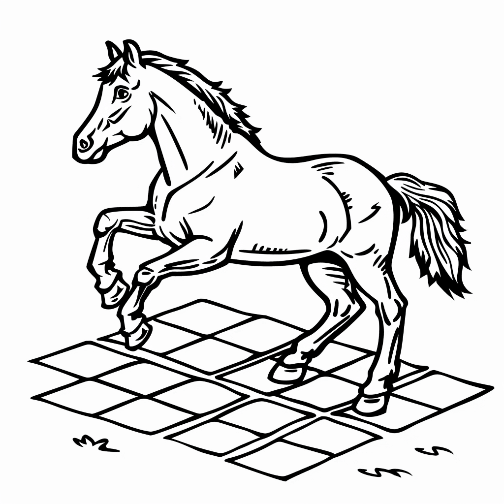 Horse Playing Hopscotch