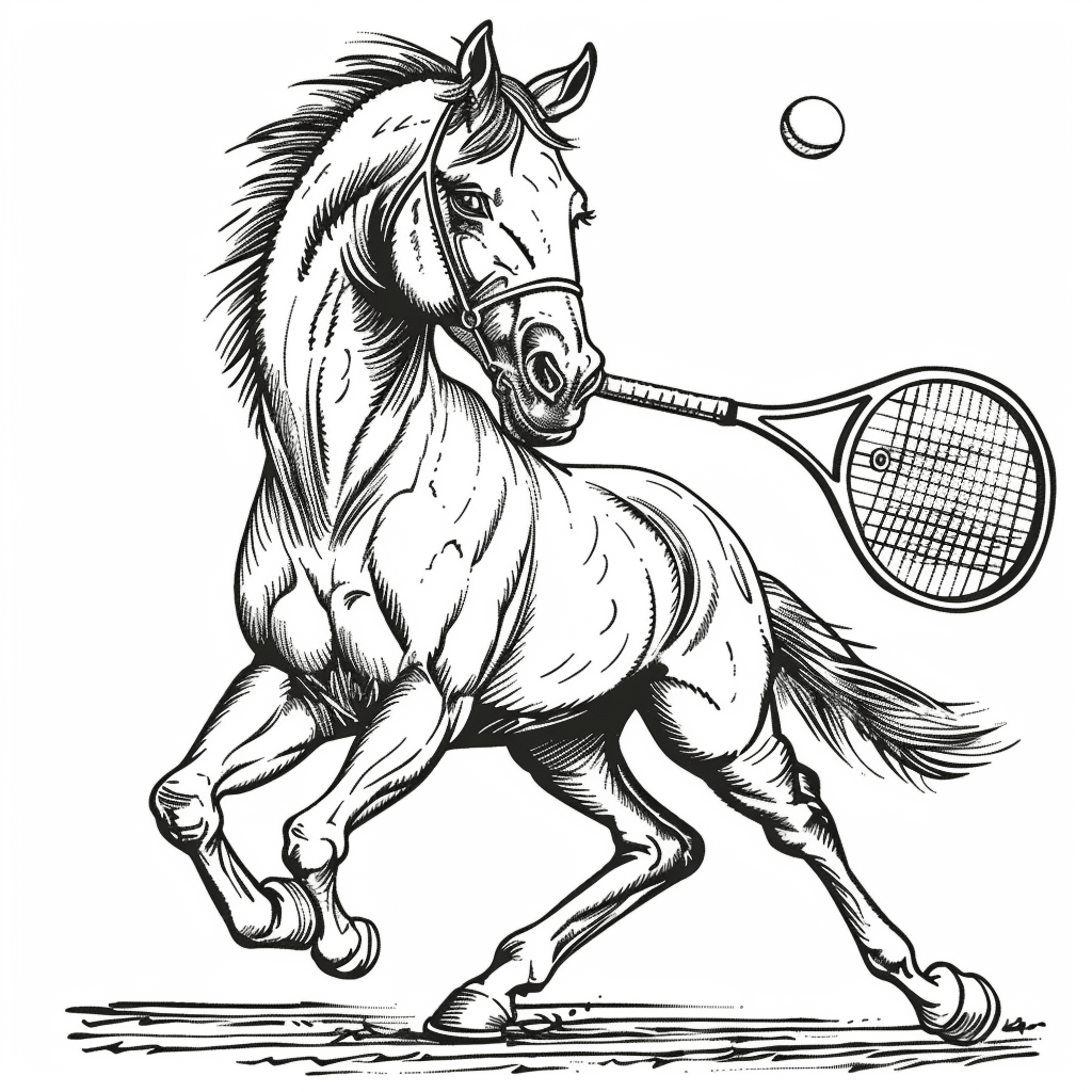 Horse Playing Tennis