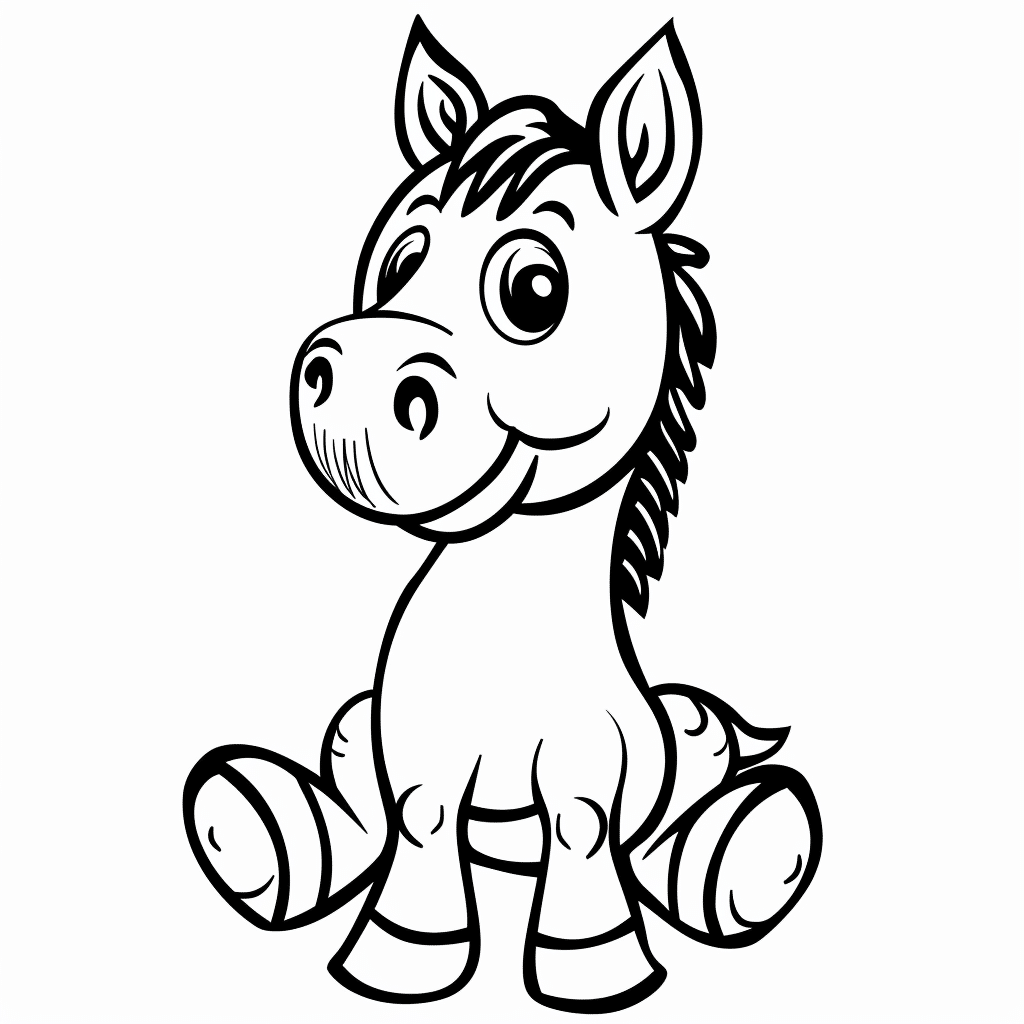 Horse Sitting Cartoon Style