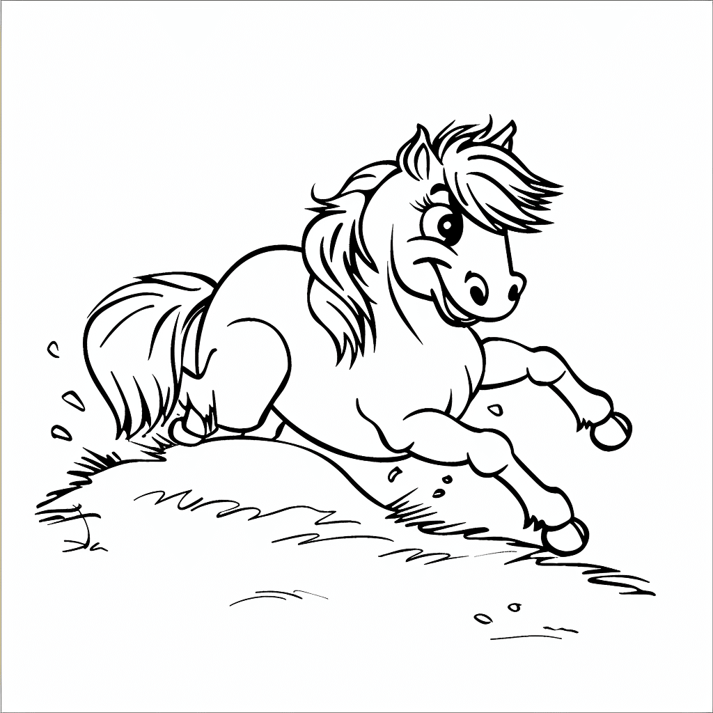Horse Sliding Down Hill