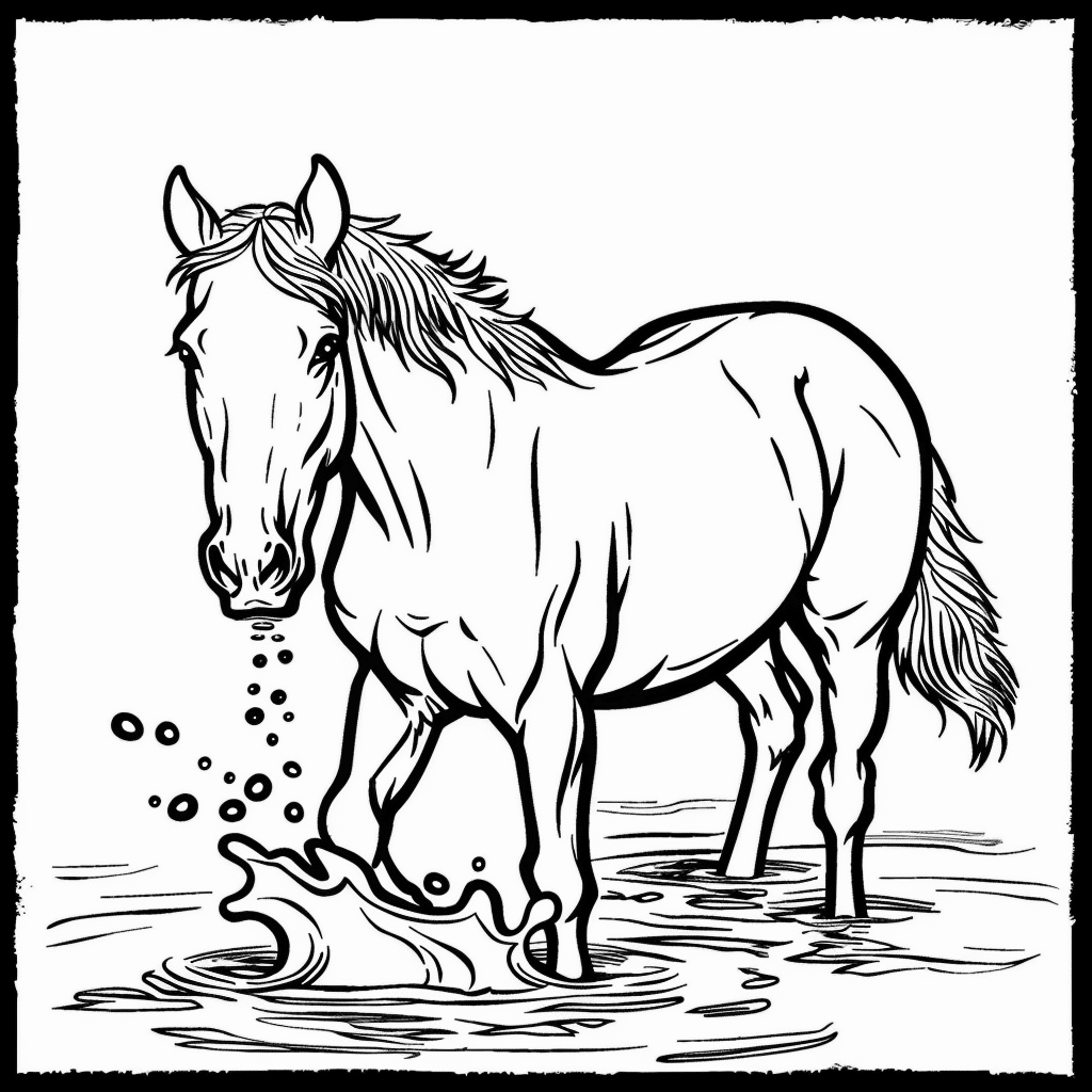 Horse Splashing Water