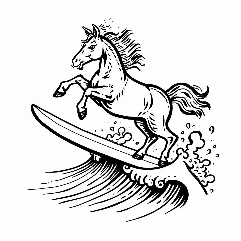 Horse Surfing Wave