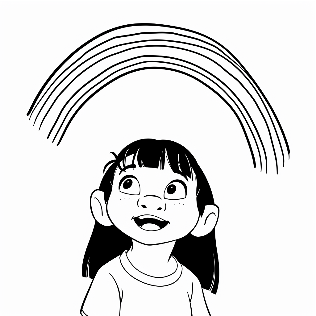 Lilo Looking at a Rainbow Shape