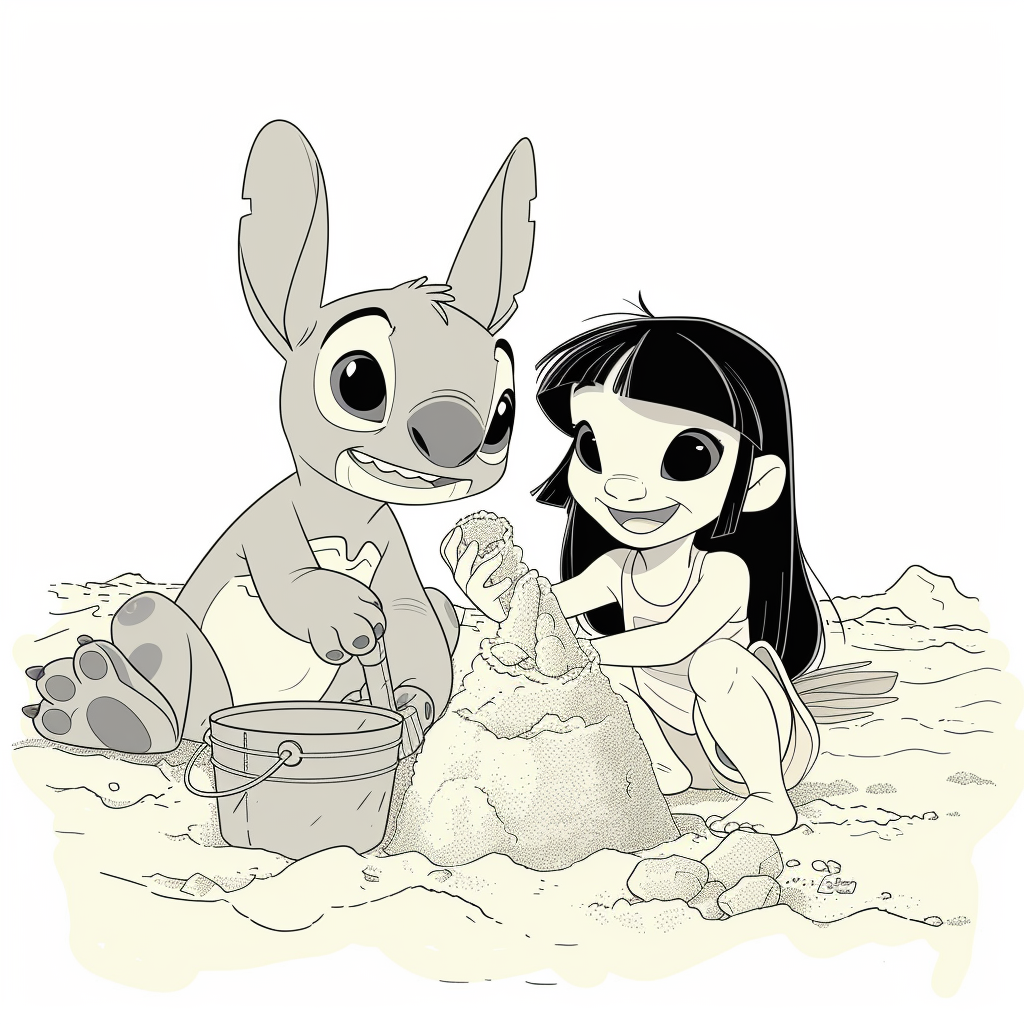 Lilo and Stitch Building a Sandcastle