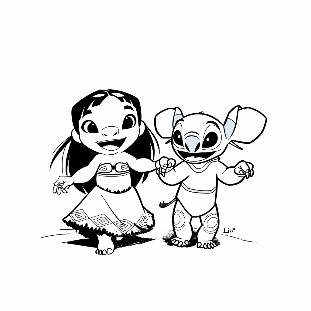 Lilo and Stitch Walking Together