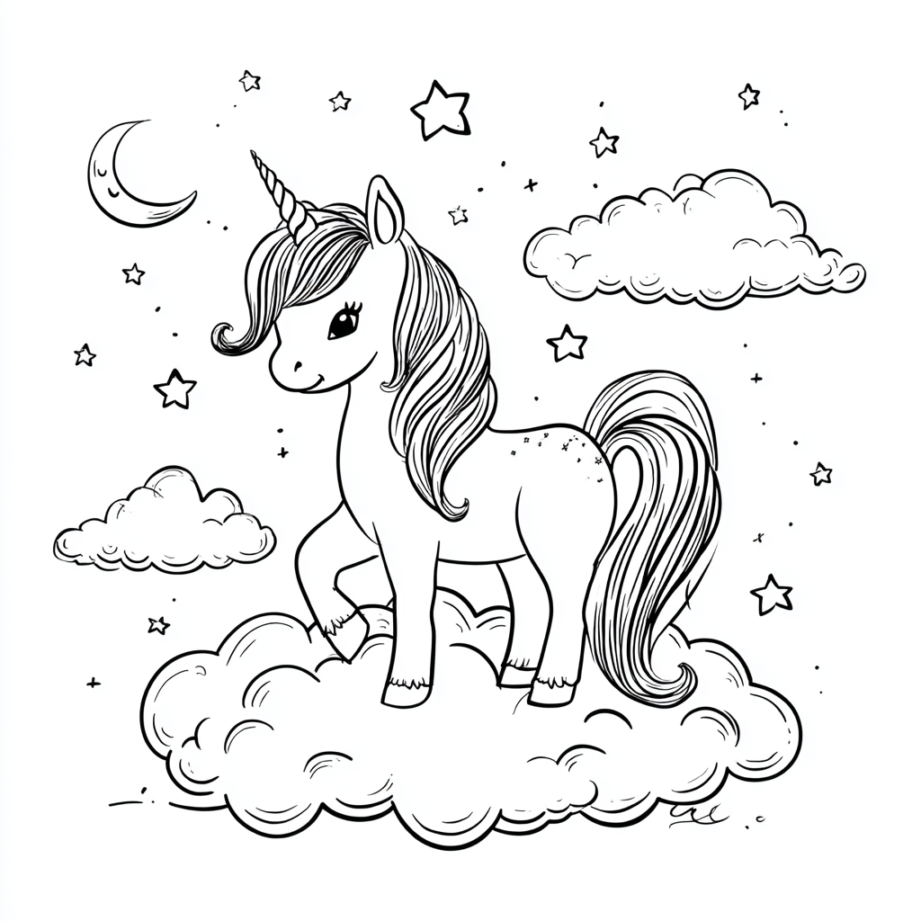 Magical Unicorn Standing on a Cloud