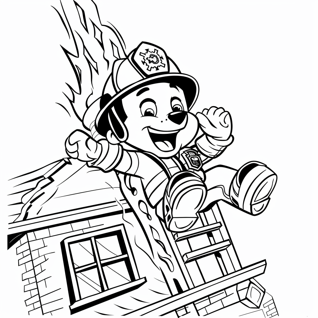 Marshall Sliding Down a Fire Pole