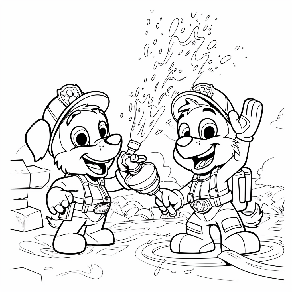 Marshall Spraying Water While Rubble Cheers