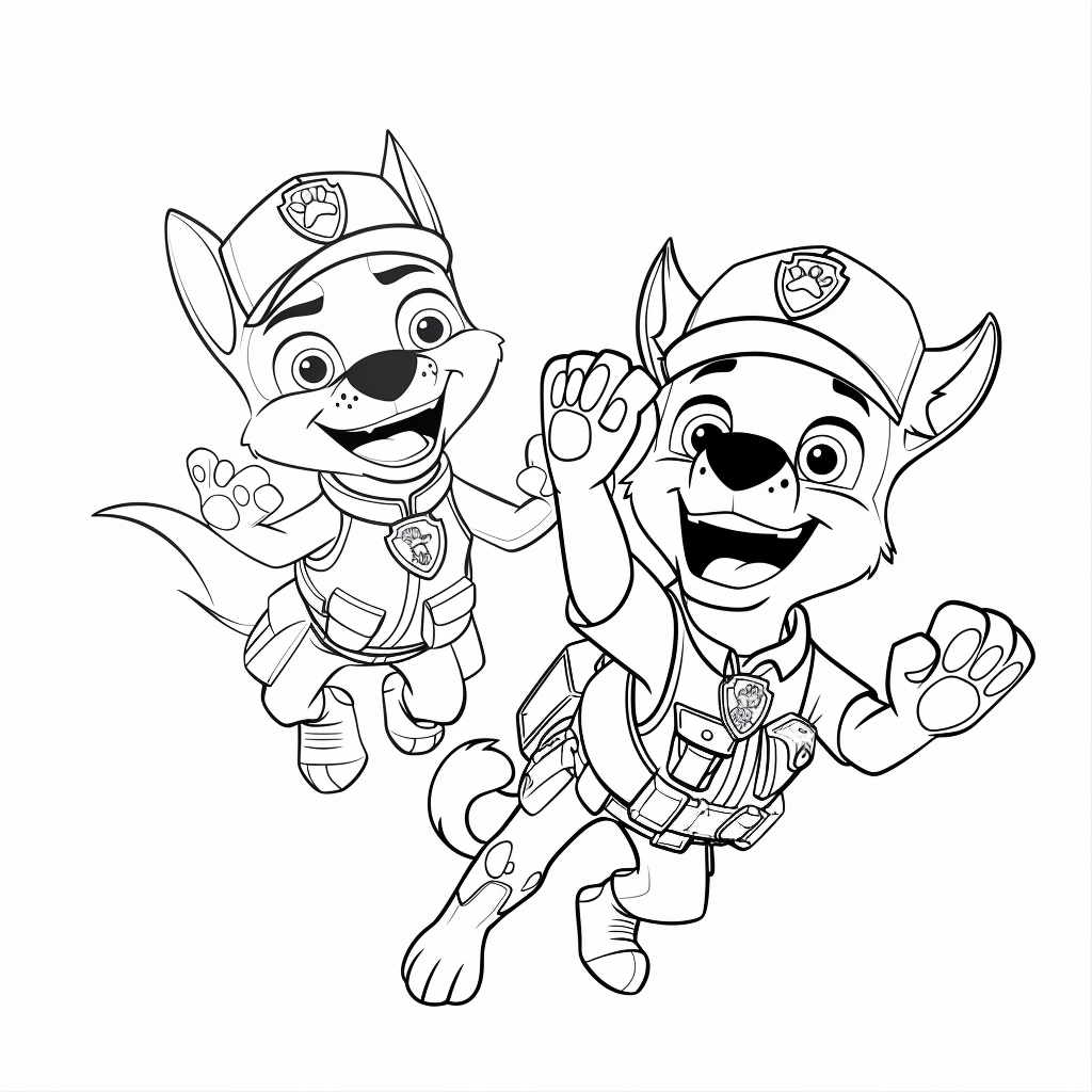 Marshall and Rubble Celebrating a Successful Rescue