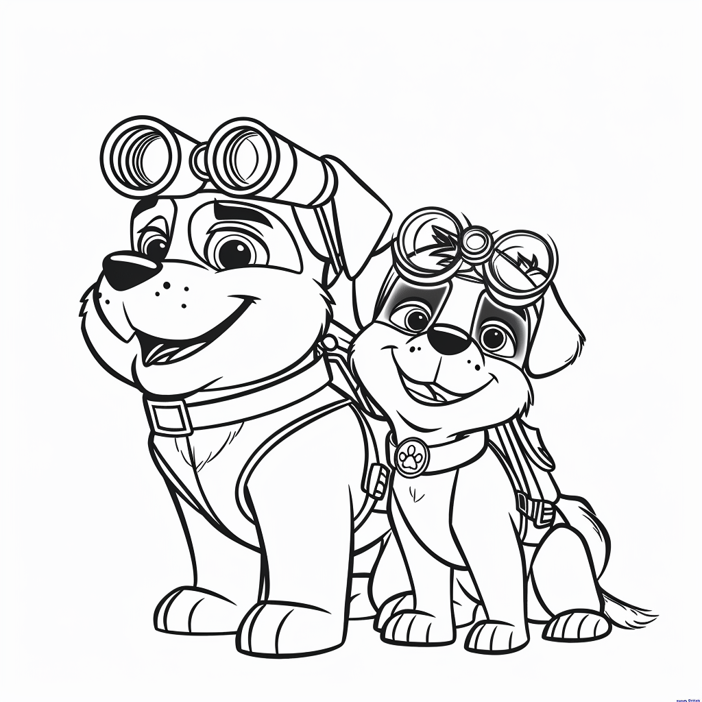 Marshall and Rubble Looking Through Binoculars