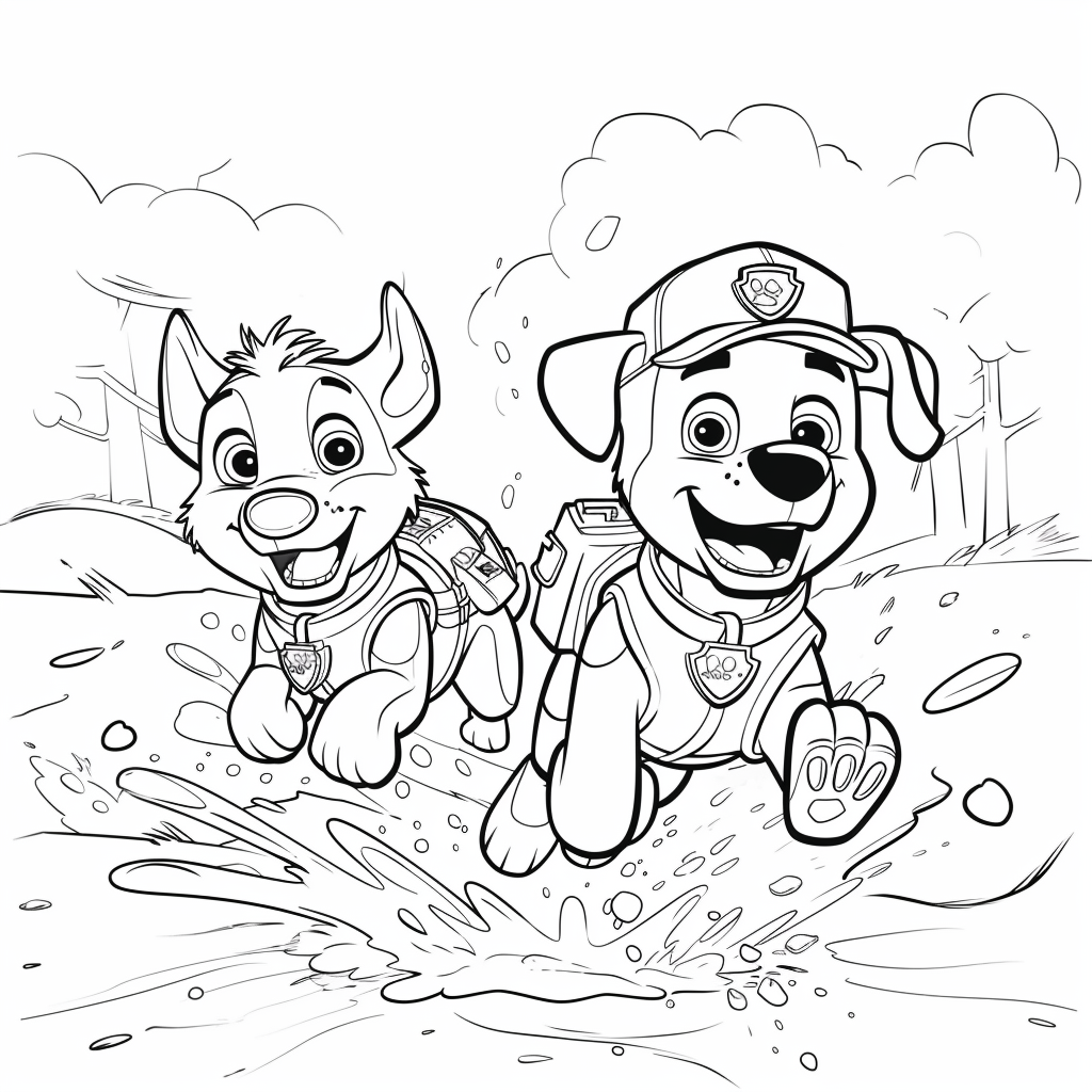 Marshall and Rubble Running Toward