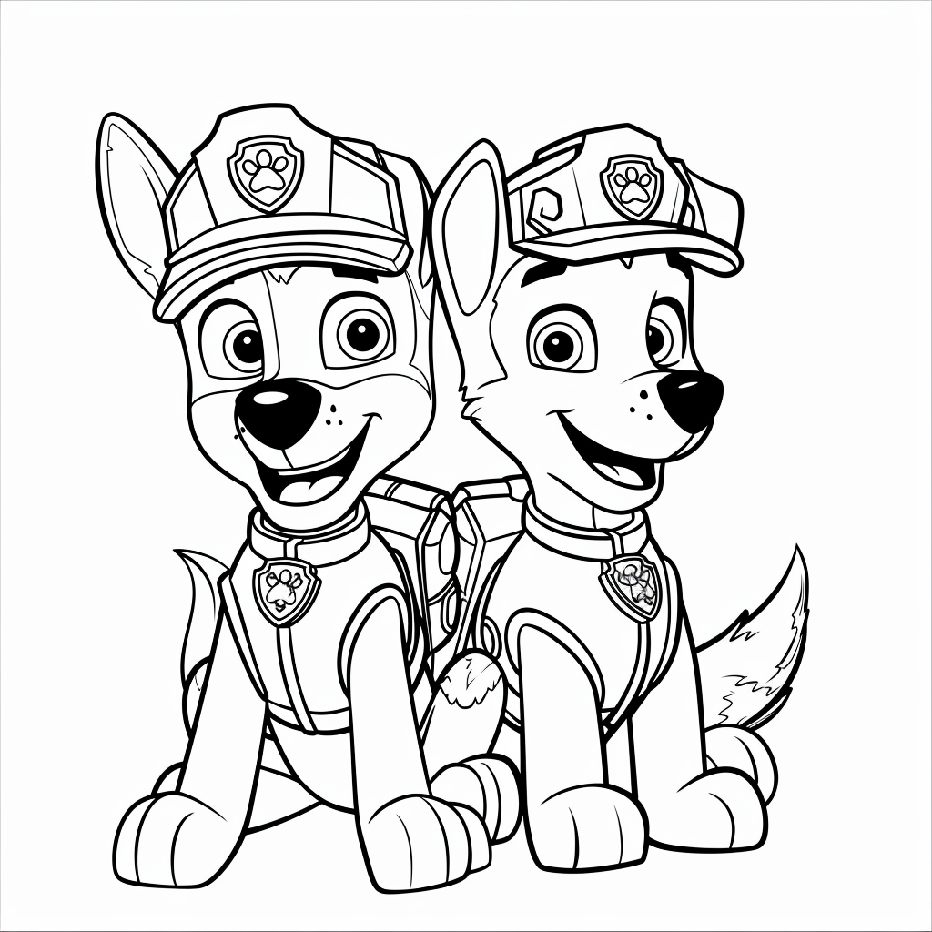 Marshall and Rubble Sitting Together Smiling