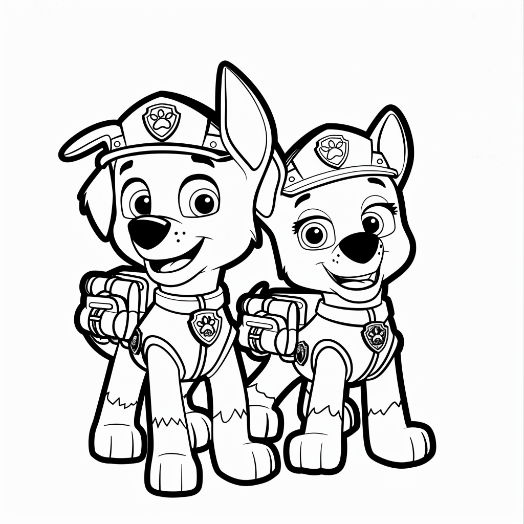 Marshall and Rubble Standing Together Ready for a Rescue