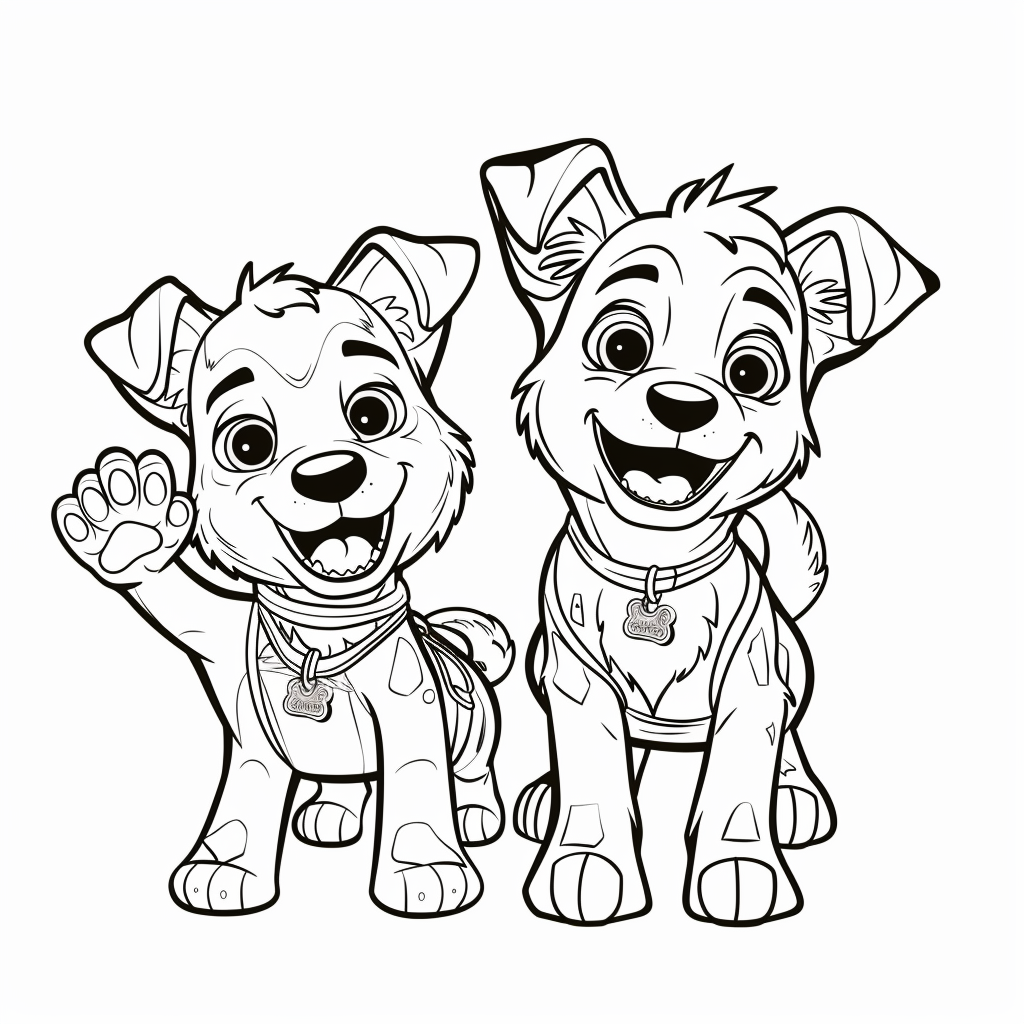 Marshall and Rubble Waving Hello