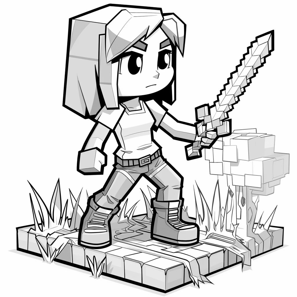 Minecraft Alex Holding a Sword