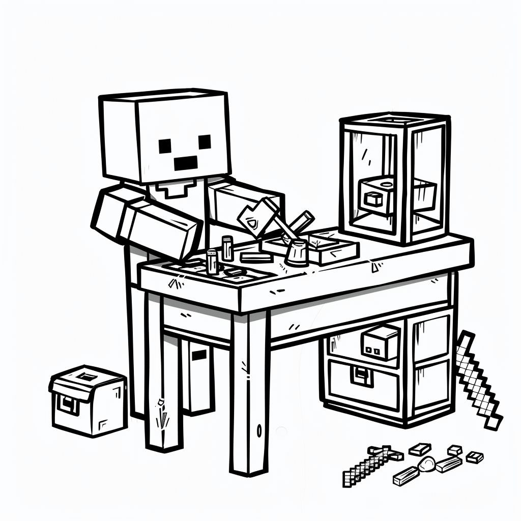 Minecraft Character Crafting at Workbench
