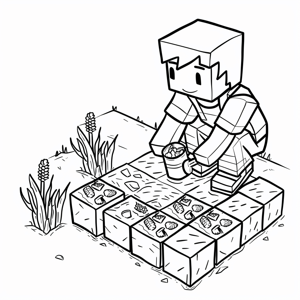 Minecraft Character Farming Crops