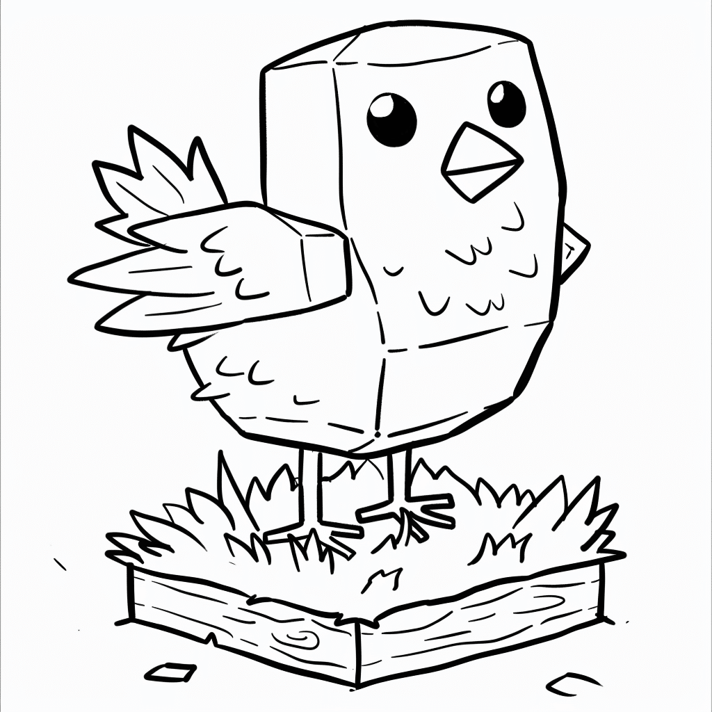 Minecraft Chicken Standing on Grass