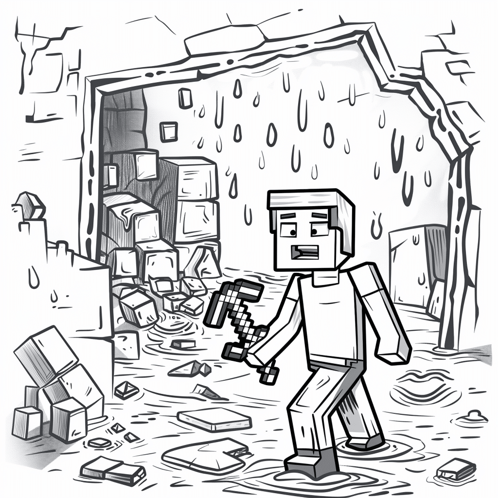 Minecraft Player Accidentally Flooding a Cave