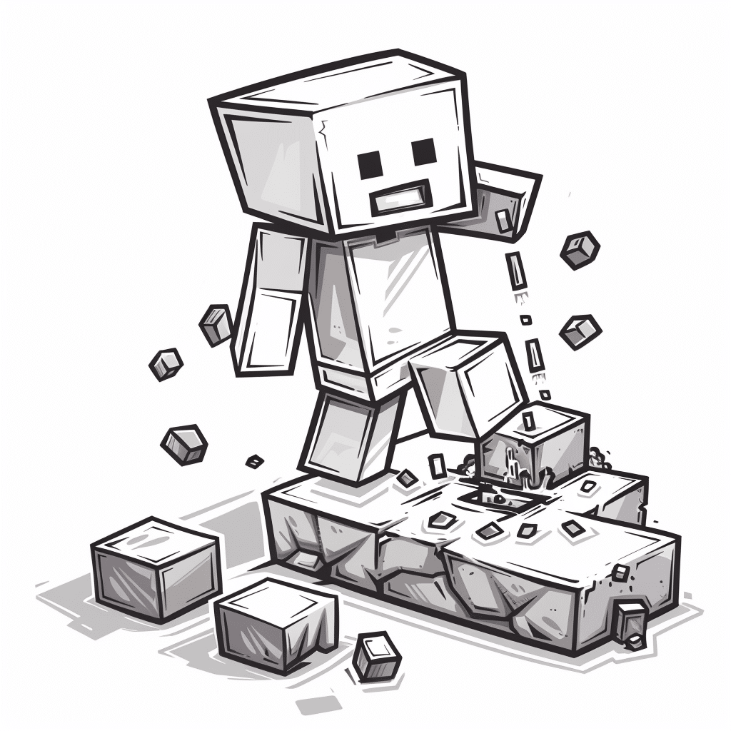 Minecraft Player Accidentally Mining the Block Under Their Feet