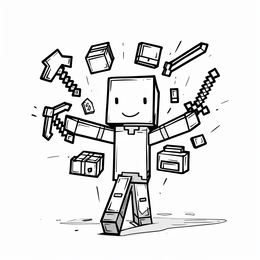 Minecraft Player Carrying Too Many Tools