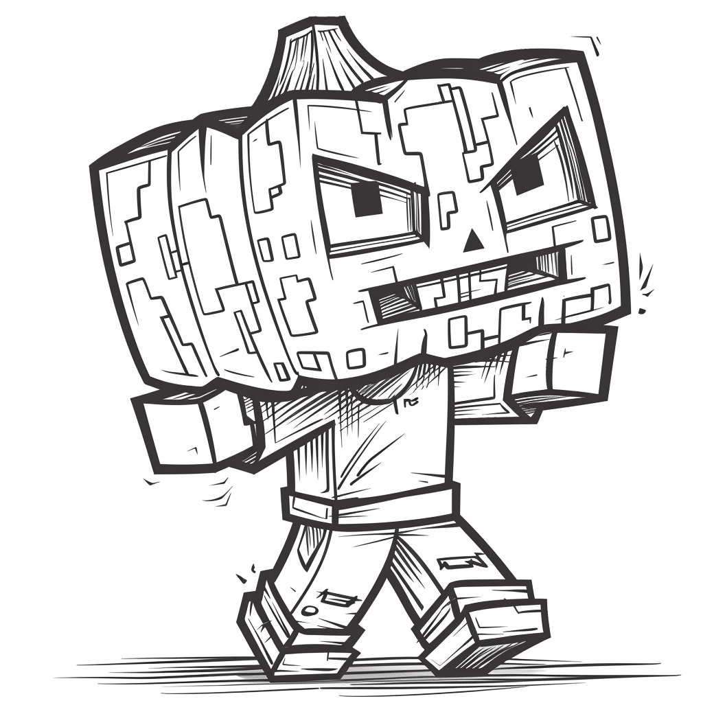 Minecraft Player Carrying an Oversized Pumpkin