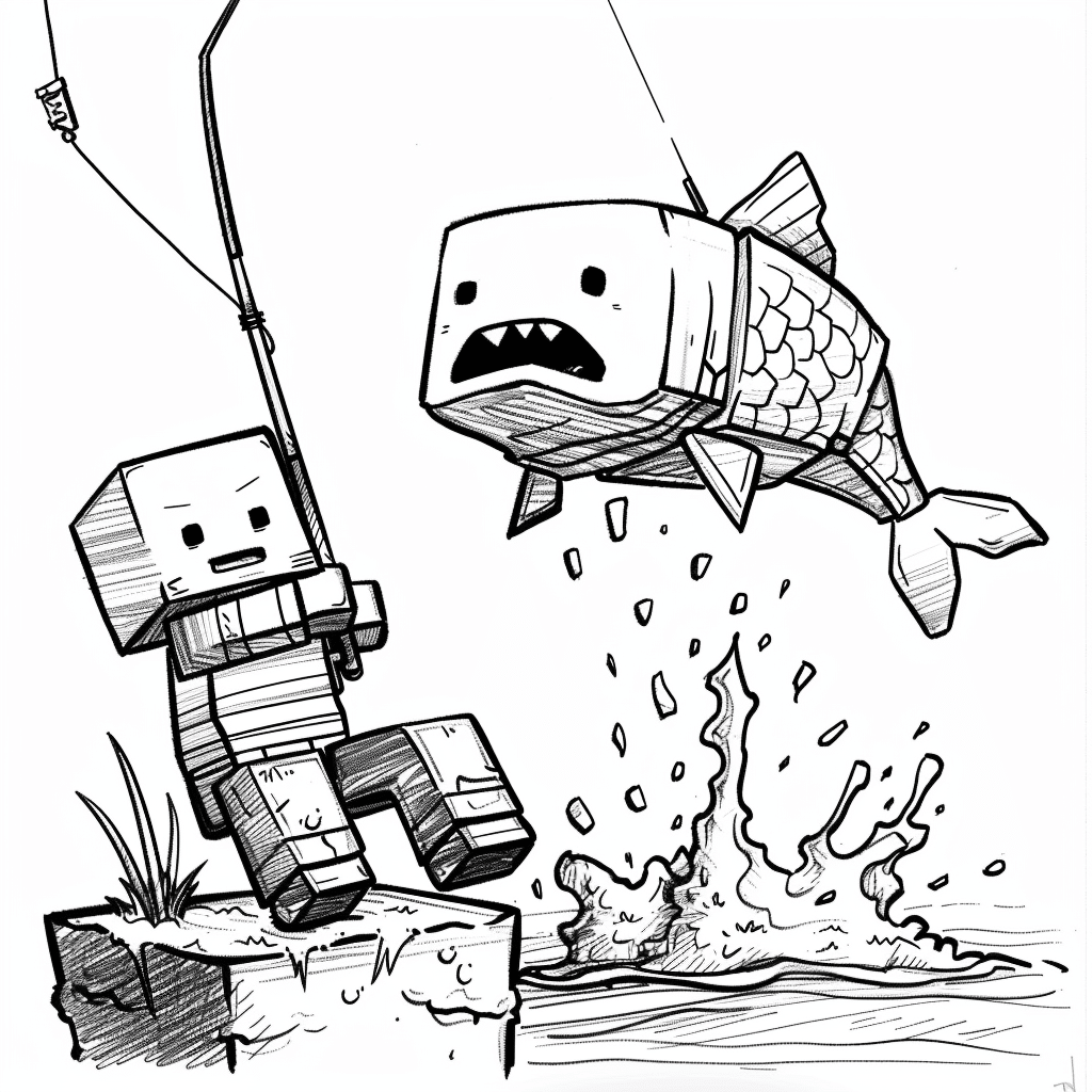 Minecraft Player Catching an Extremely Big Fish