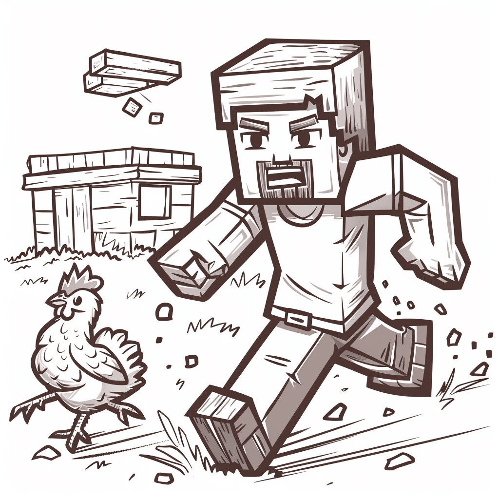 Minecraft Player Chasing Escaping Chicken