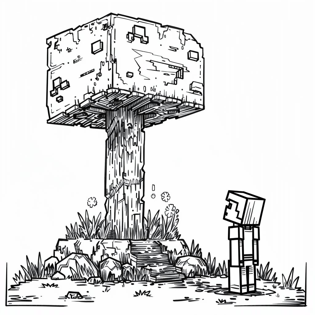 Minecraft Player Discovering Huge Mushroom
