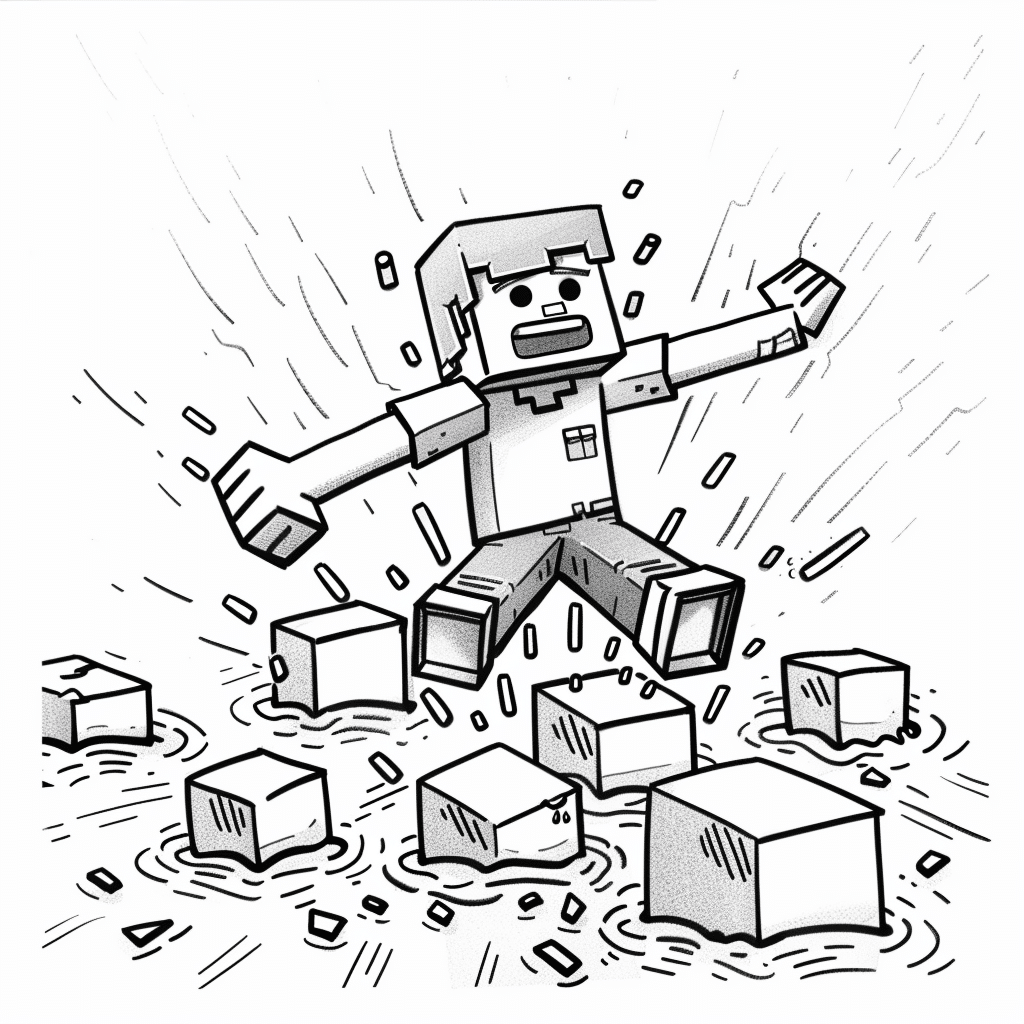 Minecraft Player Falling into Water After Jump