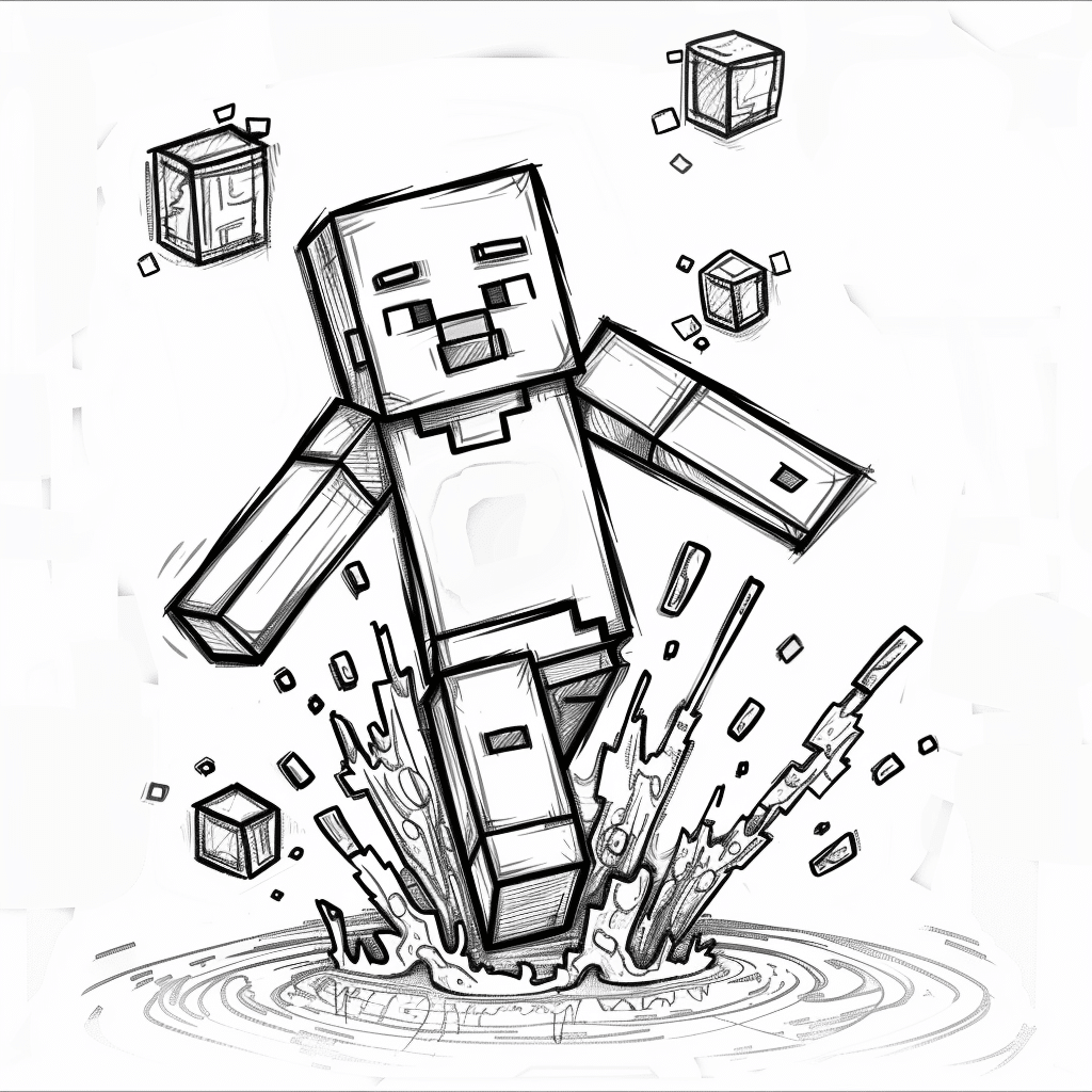 Minecraft Player Falling into Water After a Bad Jump