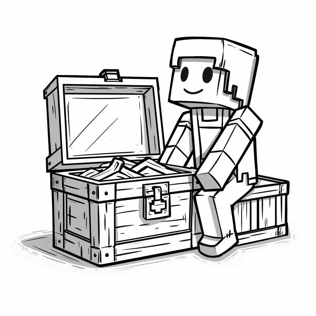 Minecraft Player Guarding Treasure Chest