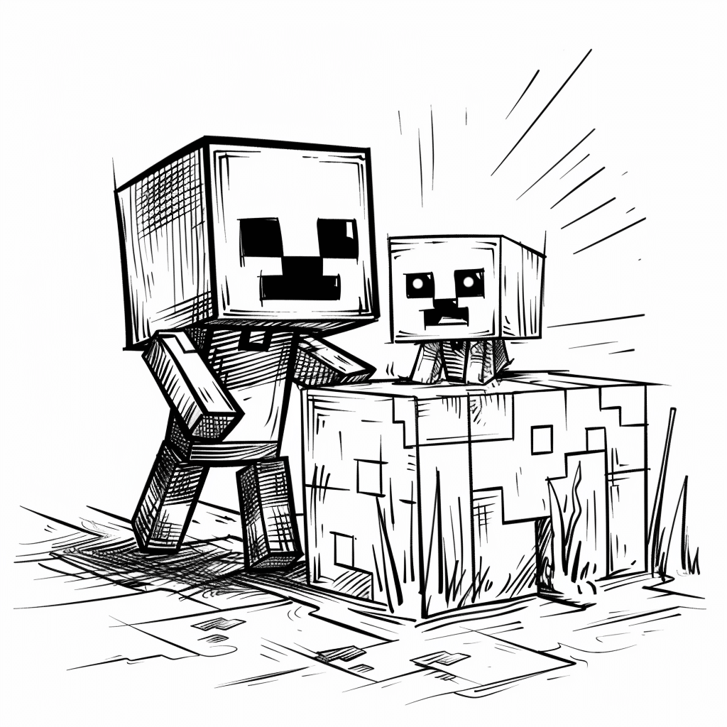 Minecraft Player Hiding Behind a Tiny Block from a Creeper