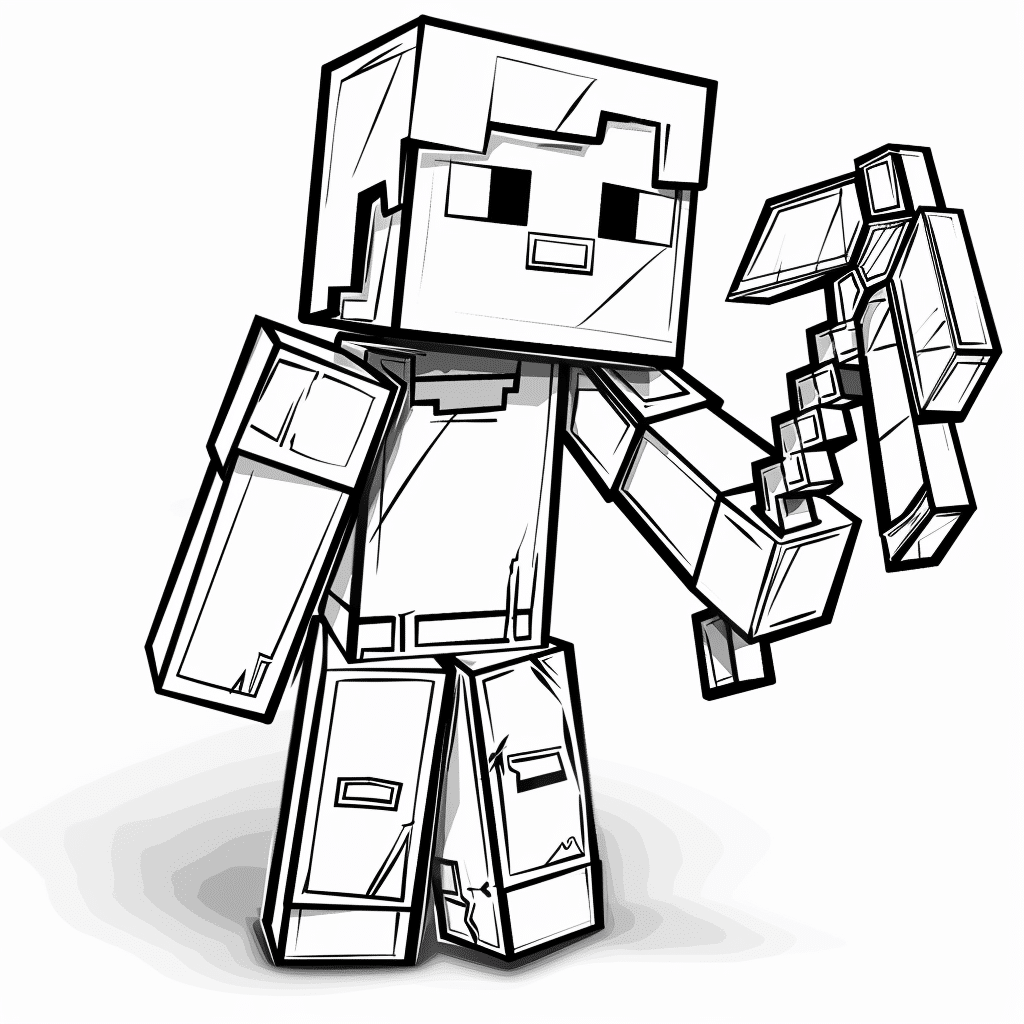 Minecraft Player Holding a Giant Pickaxe
