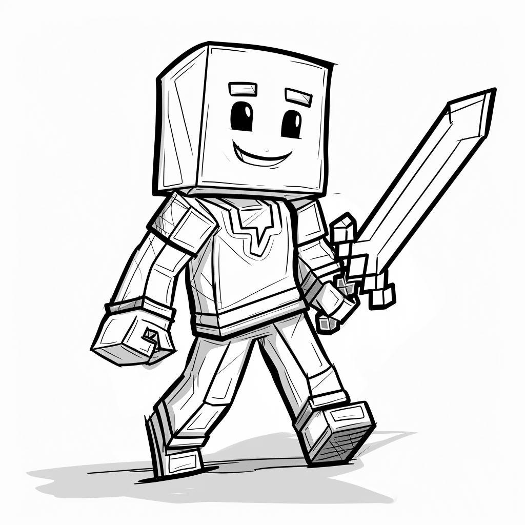 Minecraft Player Holding a Giant Sword Heroically