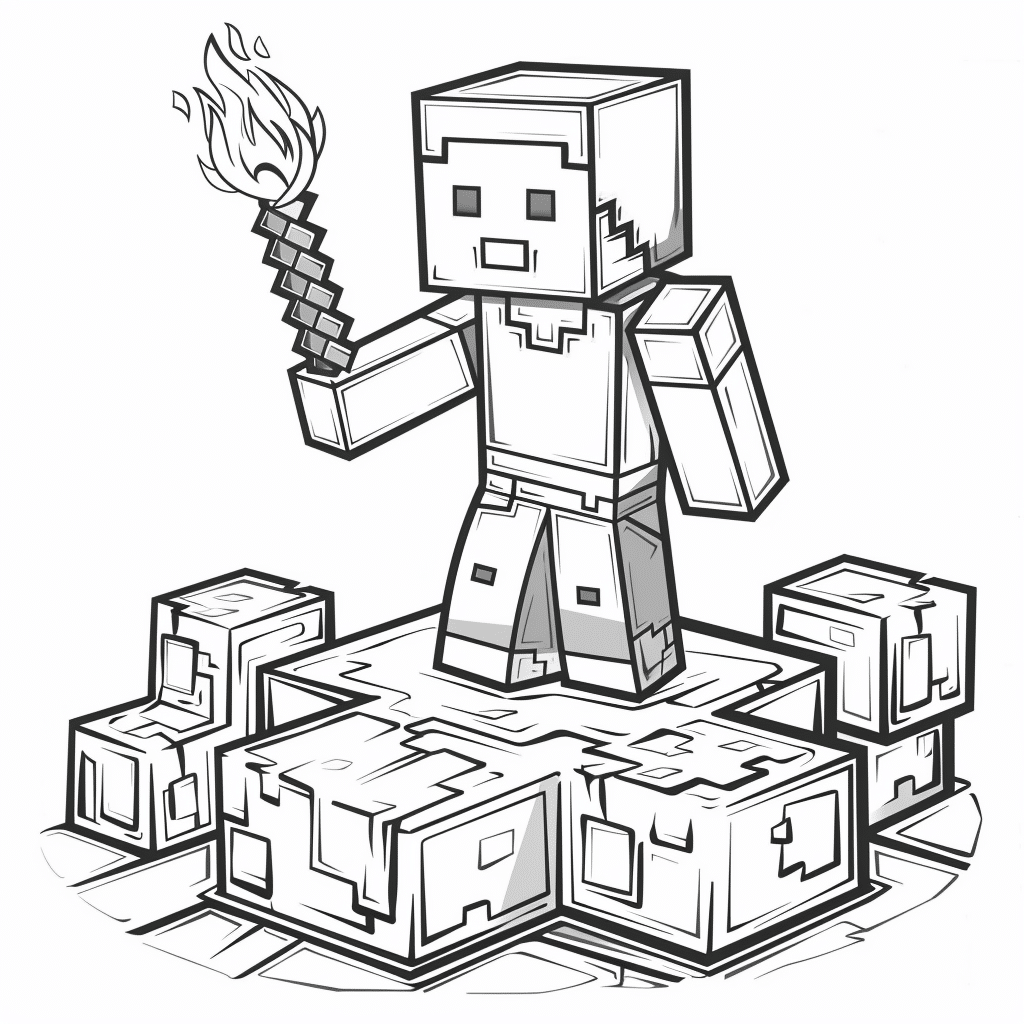 Minecraft Player Holding a Torch