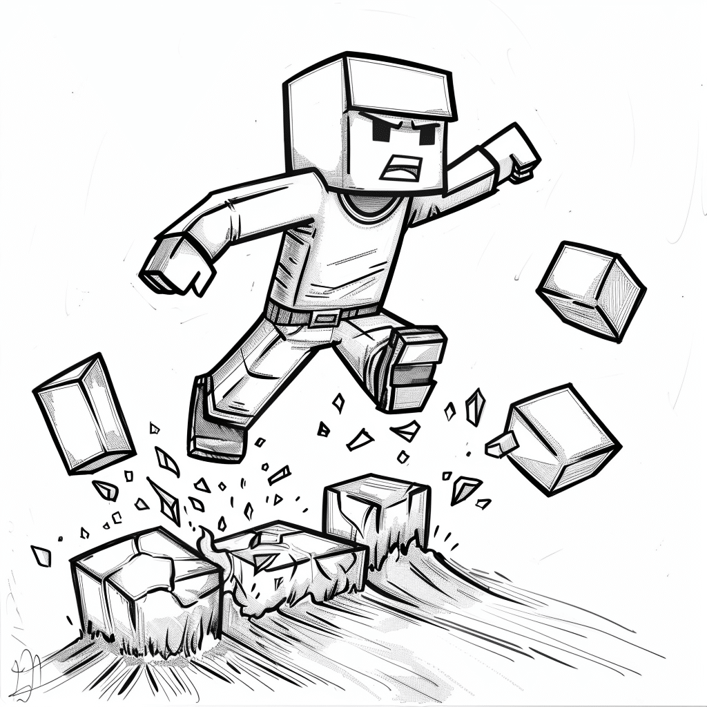 Minecraft Player Jumping Across Lava Stones