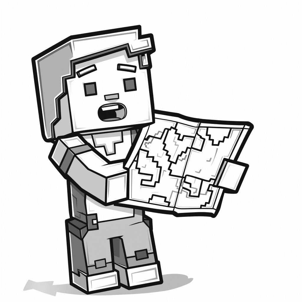 Minecraft Player Looking at a Map Confused